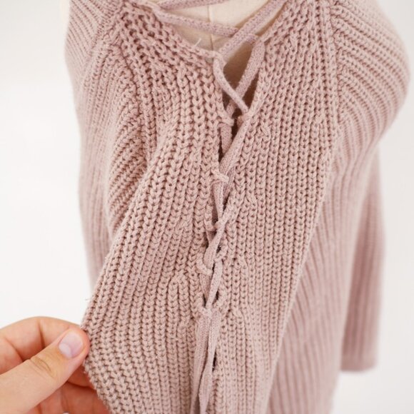 L.A. Hearts Small Purple V-Neck Knit Open Shoulder Sweater Cotton Acrylic - Picture 7 of 11
